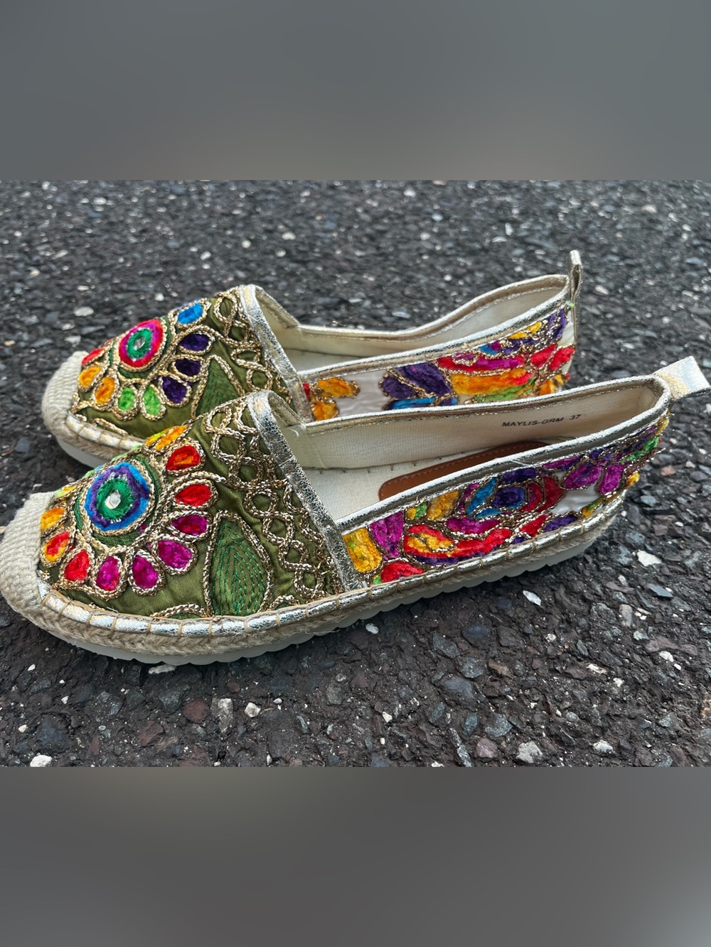 Patrizia by Spring Step Espadrille Flats Womens EU 37 Floral Embroidered BNWOB